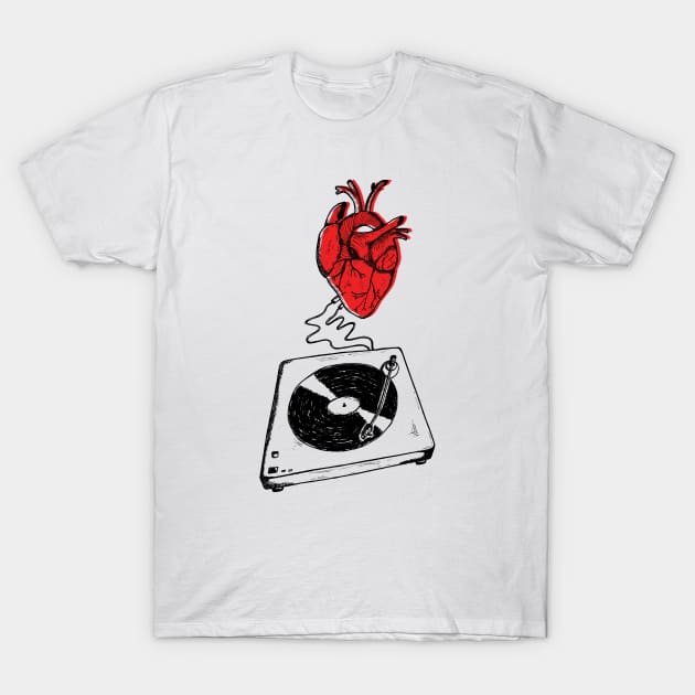 Heart Beat Turntable T-Shirt by ritmical-mente